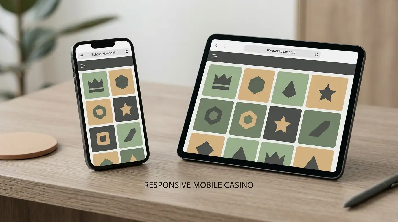 Concept illustration of a casino interface on a phone and tablet